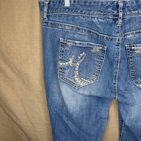 Maurices Womens Size 20 Long Bootcut Jeans Medium Wash Embellished Pockets - Picture 5 of 7